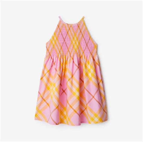 Check Cotton Dress in Carnation pink 